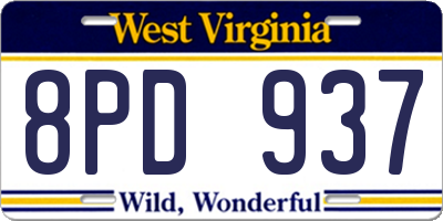 WV license plate 8PD937