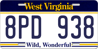 WV license plate 8PD938