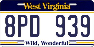 WV license plate 8PD939