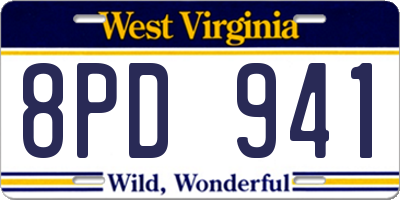 WV license plate 8PD941