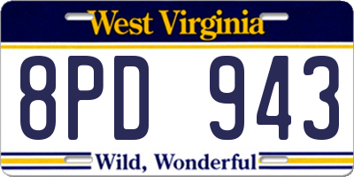WV license plate 8PD943