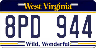 WV license plate 8PD944