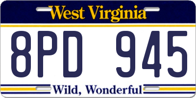 WV license plate 8PD945
