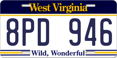 WV license plate 8PD946