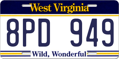 WV license plate 8PD949