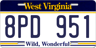 WV license plate 8PD951