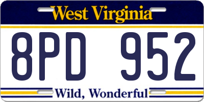 WV license plate 8PD952
