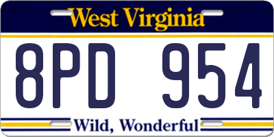 WV license plate 8PD954