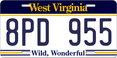 WV license plate 8PD955