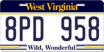 WV license plate 8PD958