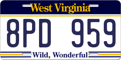 WV license plate 8PD959