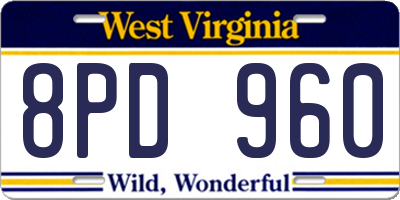 WV license plate 8PD960