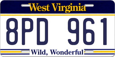 WV license plate 8PD961