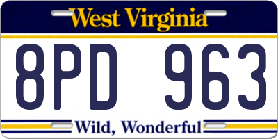 WV license plate 8PD963