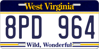 WV license plate 8PD964