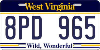 WV license plate 8PD965