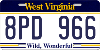 WV license plate 8PD966