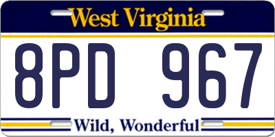 WV license plate 8PD967