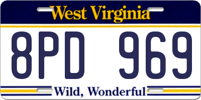 WV license plate 8PD969