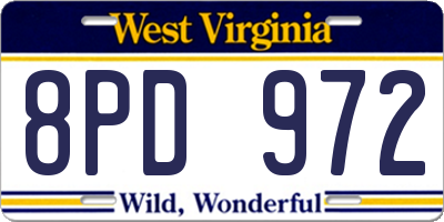 WV license plate 8PD972