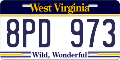 WV license plate 8PD973