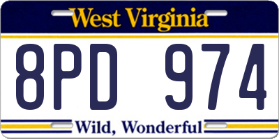 WV license plate 8PD974