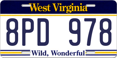 WV license plate 8PD978