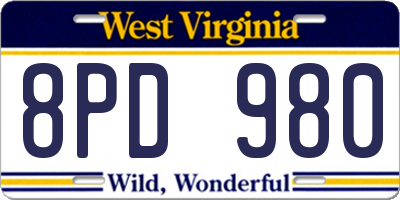 WV license plate 8PD980