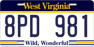 WV license plate 8PD981