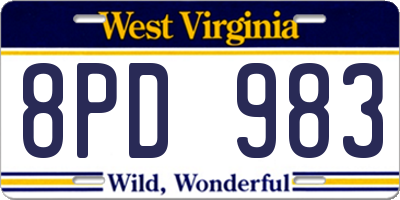 WV license plate 8PD983
