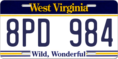 WV license plate 8PD984
