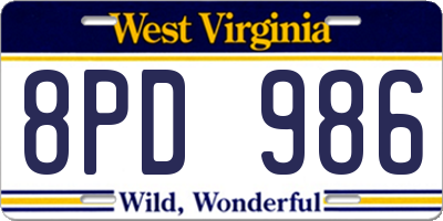 WV license plate 8PD986