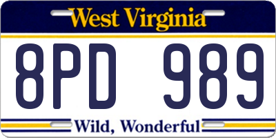 WV license plate 8PD989