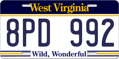WV license plate 8PD992