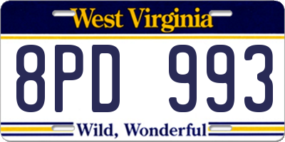 WV license plate 8PD993