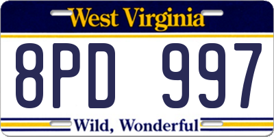 WV license plate 8PD997
