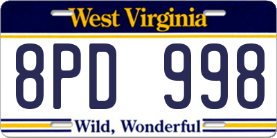WV license plate 8PD998