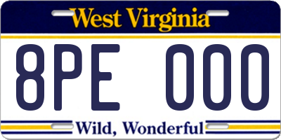 WV license plate 8PE000