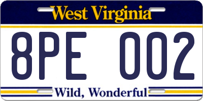 WV license plate 8PE002