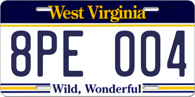 WV license plate 8PE004