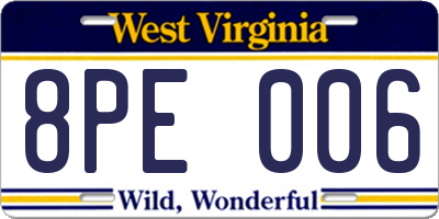 WV license plate 8PE006