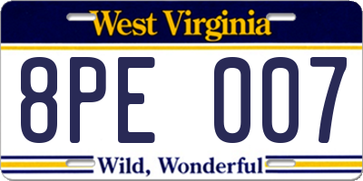WV license plate 8PE007