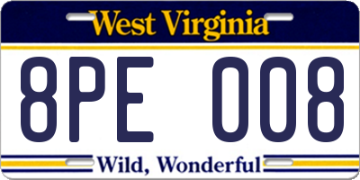 WV license plate 8PE008