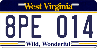 WV license plate 8PE014