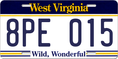 WV license plate 8PE015
