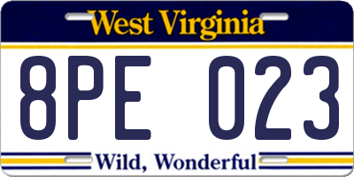 WV license plate 8PE023