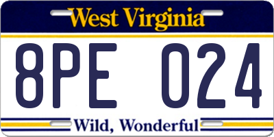 WV license plate 8PE024