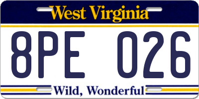 WV license plate 8PE026