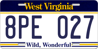WV license plate 8PE027