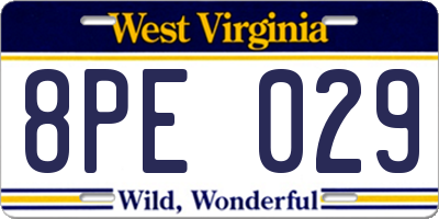 WV license plate 8PE029